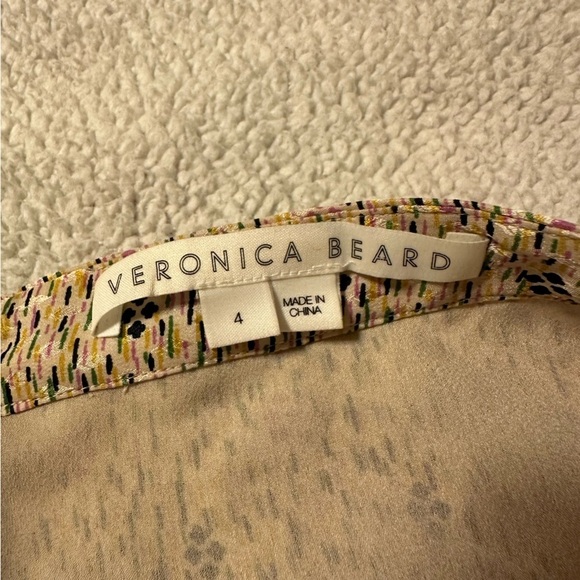 Veronica Beard Natalija Silk Handkerchief Hem Midi Skirt Cream Abstract Print - Picture 10 of 12